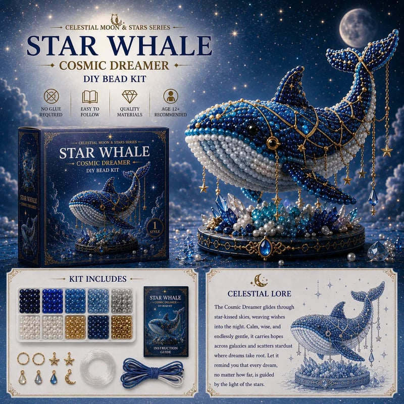 🔥Last Day: BUY 3 GET 1 FREE🌙 Moon Cat Luna Guardian DIY Bead Kit | Celestial Moon & Stars Series detail view