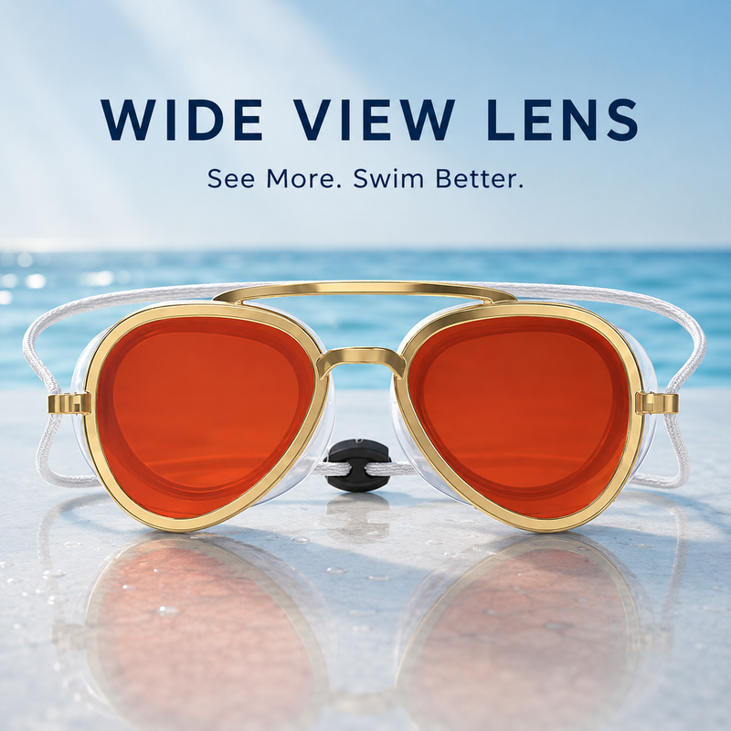 Premium Aviator Swim Goggles | Anti-Leak Wide View Training Mask detail view