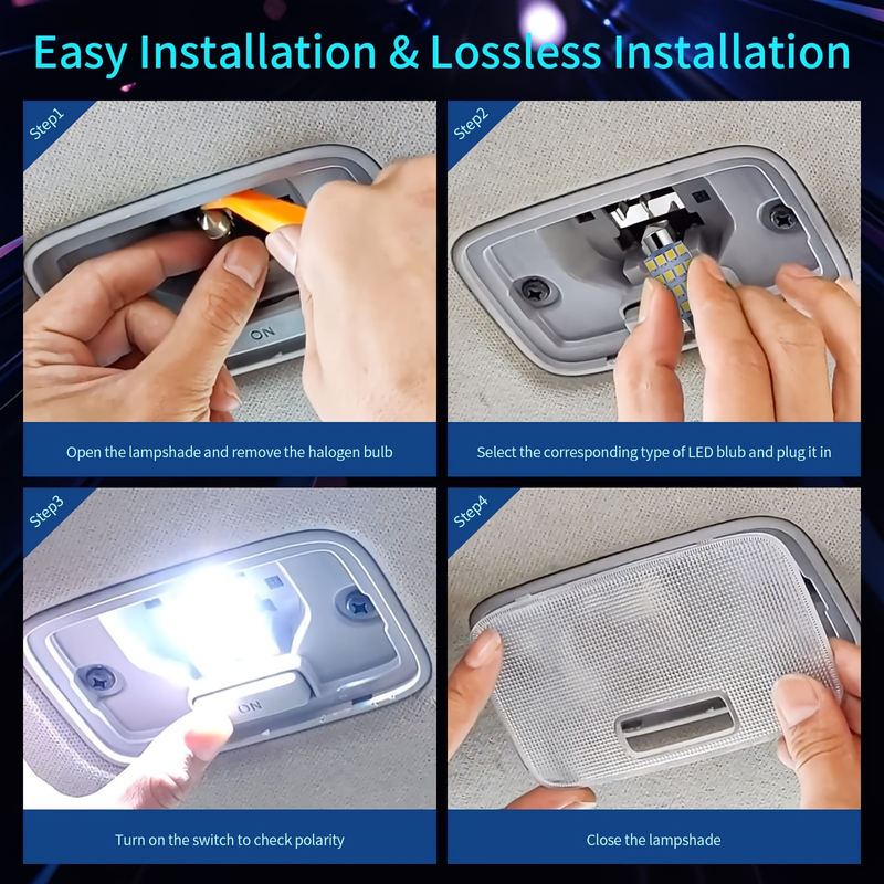 All-in-One Automotive LED Interior Conversion Kit (42-Piece Set) detail view
