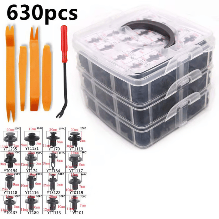 🔧🚗 630PCS Car Fastener Box Set – Universal Auto Clips Assortment 📦 detail view