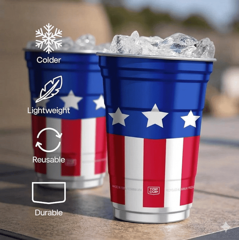 🦅America's 250th Anniversary Aluminum Party Cups - Reusable & Recyclable detail view