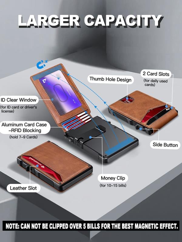 💼🔒Premium Aluminum RFID Blocking Minimalist Wallet for Men detail view
