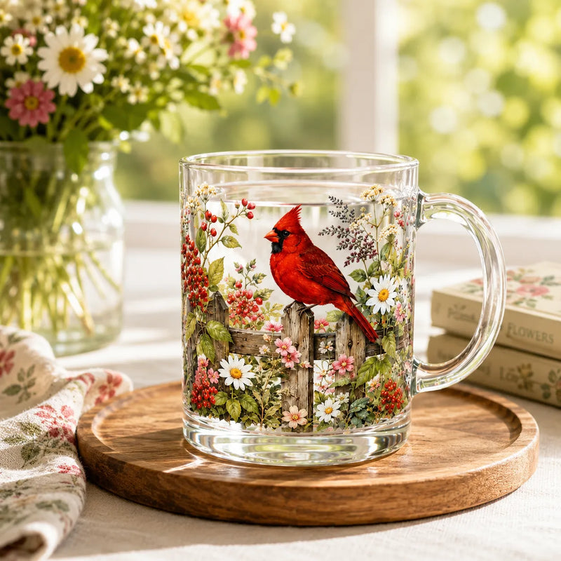 🌸 Limited Edition 2026 Garden Morning Bliss Glass Cup Collection ☕🐦 detail view