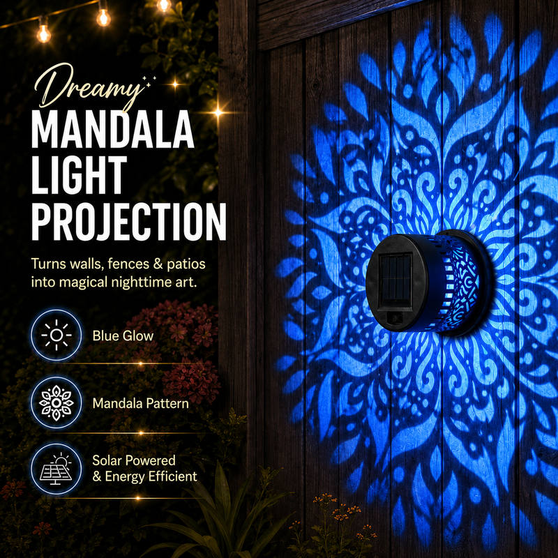 65K+ Sold! 🪐 Mandala Solar Projection Light | Garden Fence Wall Lamp 🌌 detail view