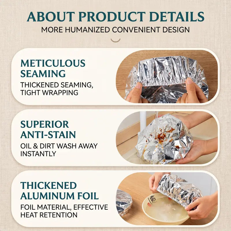 🧑‍🍳50K+ SOLD!✨ 💝Aluminum Foil Heat-retaining Cover (50pcs) detail view